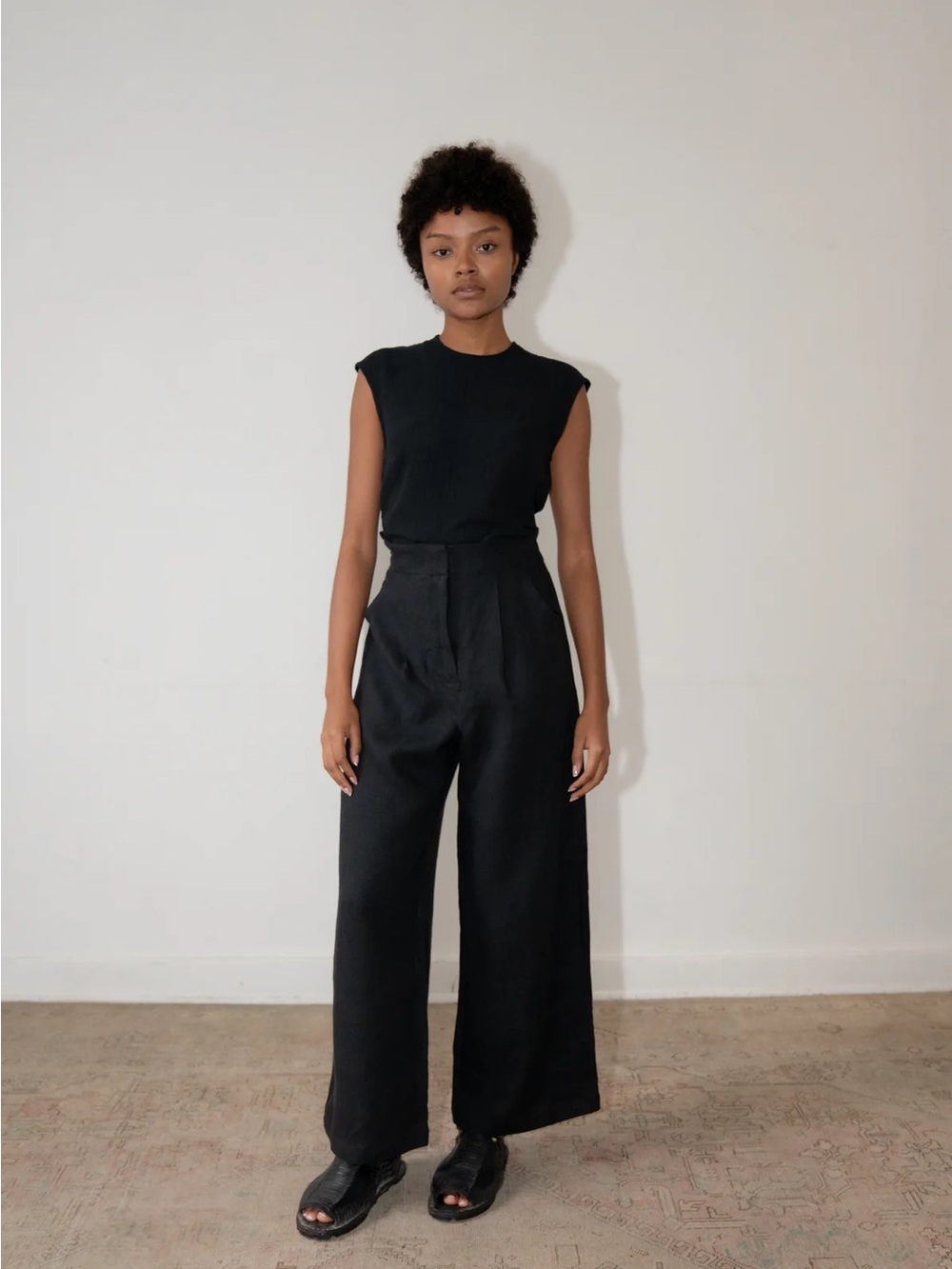 High-Rise Black Wide-Leg Women's Chinos